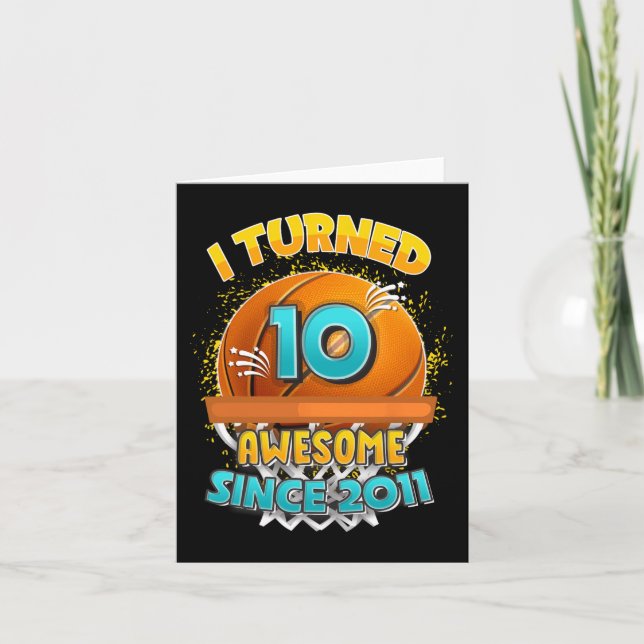 Tarjeta 10.º Básquetbol de cumpleaños que cumplí 10 años (Anverso)