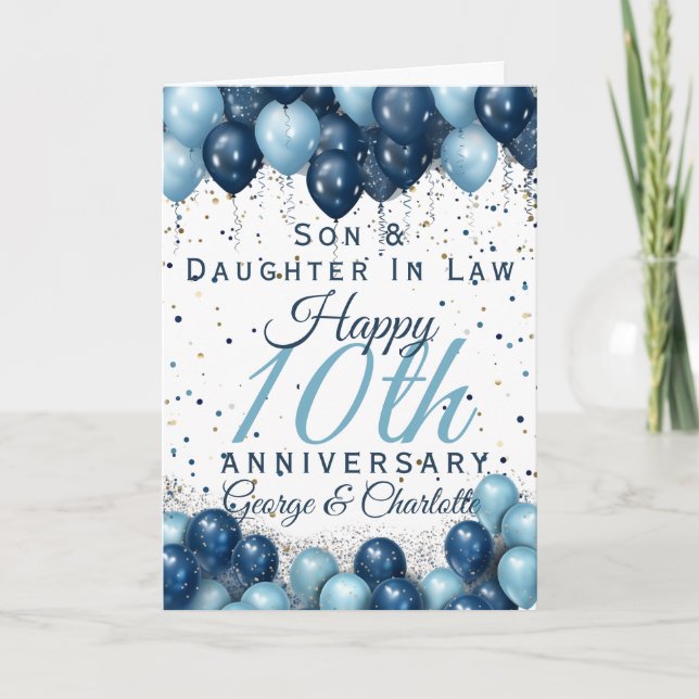 Tarjeta 10.º Boda Aniversario hijo hija (Anverso)