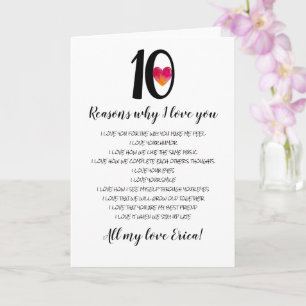 Tarjeta 10.º boda día de San Valentín 10 razones