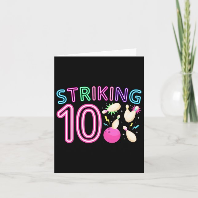 Tarjeta 10.º Chica de boliche de cumpleaños 10 años (Anverso)