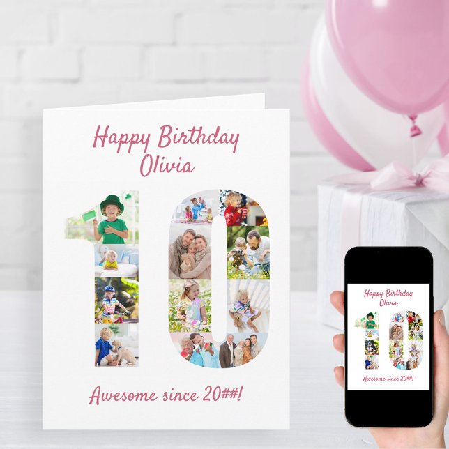 Tarjeta 10.º Collage de fotos número 10 de cumpleaños (Subido por el creador)