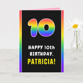 Tarjeta 10.º cumpleaños: arcoiris colorido # 10, nombre pe