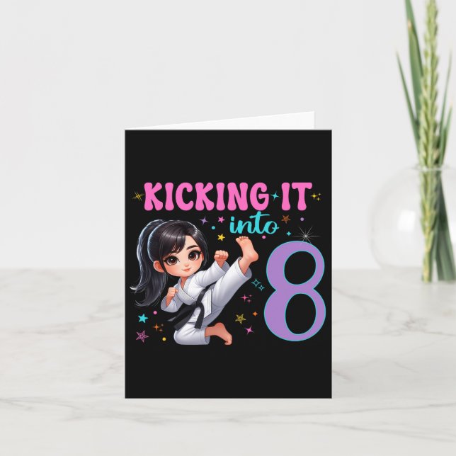 Tarjeta 10.º cumpleaños Chica-Fiesta de Artes Marciales Ka (Anverso)