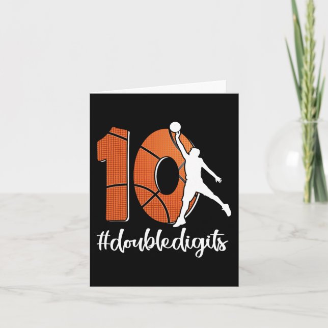 Tarjeta 10.º Cumpleaños Dos Dígitos Diez Baloncesto Para M (Anverso)