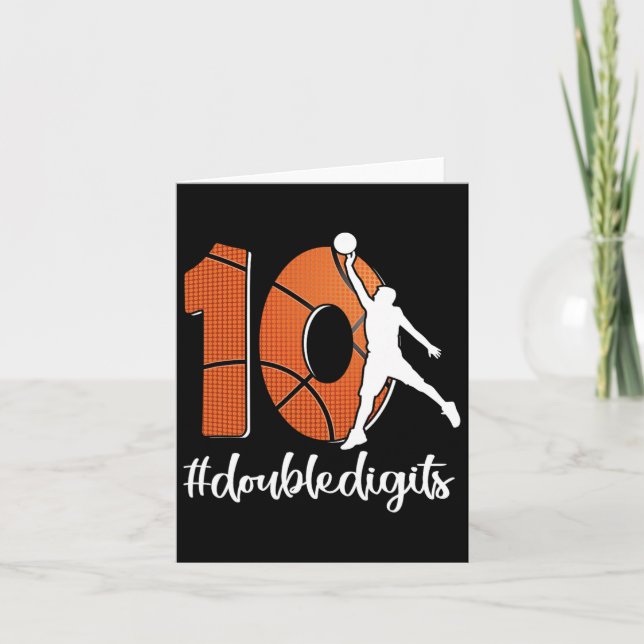 Tarjeta 10.º Cumpleaños Dos Dígitos Diez Bysketbyll Para N (Anverso)