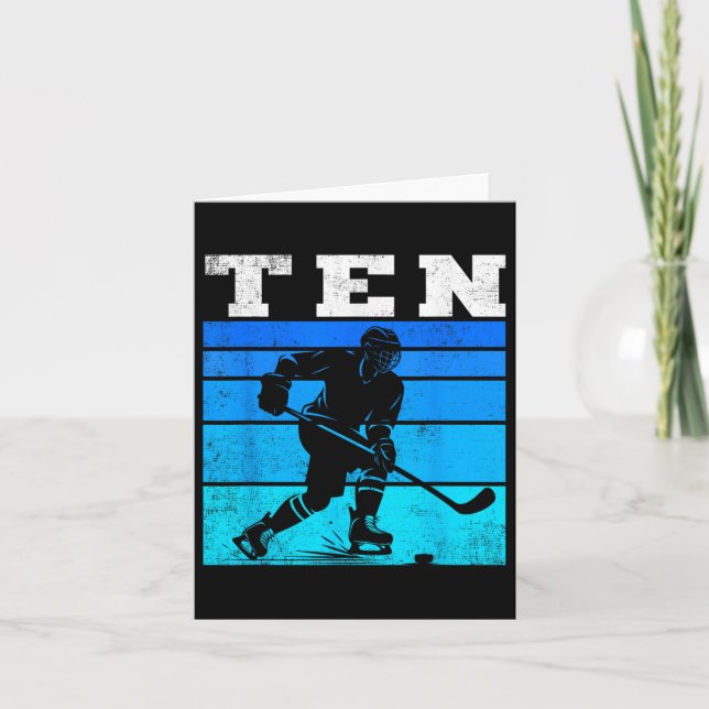 Tarjeta 10.º cumpleaños Hockey sobre hielo Niños Diez cump (Anverso)