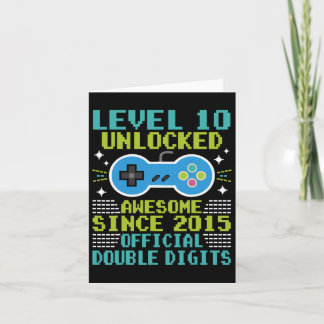 Tarjeta 10.º cumpleaños niños de nivel 10 desbloqueados de