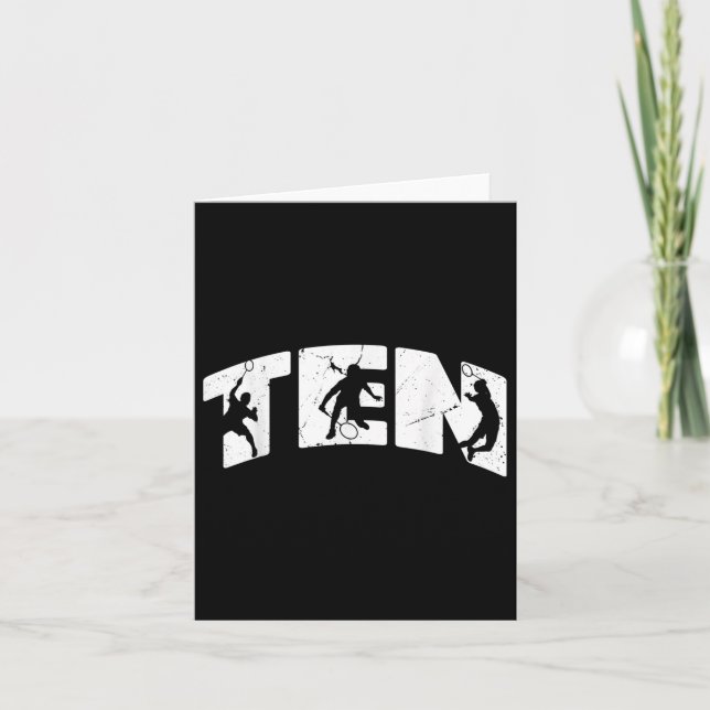 Tarjeta 10.º cumpleaños Retro Badminton Niño de 10 años Gi (Anverso)