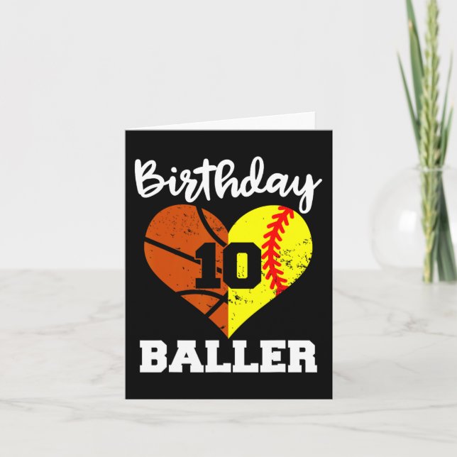 Tarjeta 10.º Fun Baller de Cumpleaños Banda de Softball de (Anverso)