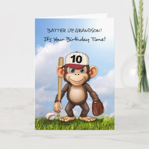Tarjeta 10.º Nacimiento Abuelo Mono de Bate de Béisbol