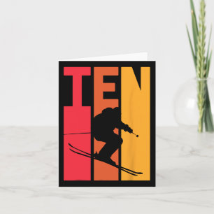 Tarjeta 10.º Nacimiento Niño Esquiador Retro De Esquí 10 A