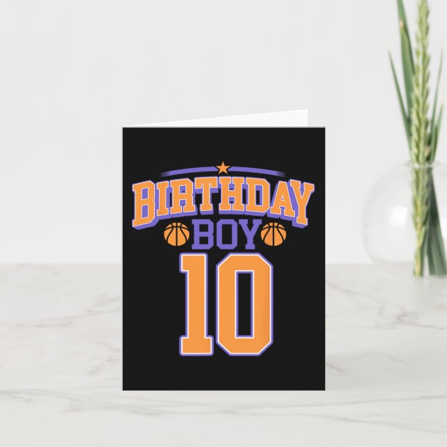 Tarjeta 10.º niño de cumpleaños básquetbol de más de 10 añ (Anverso)
