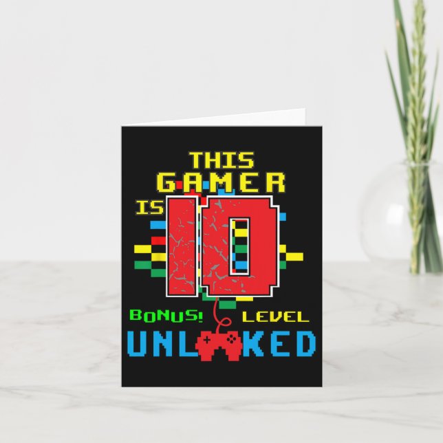 Tarjeta 10.º Videojuego de Camisas de Cumpleaños Desbloque (Anverso)