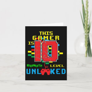 Tarjeta 10.º Videojuego de Camisas de Cumpleaños Desbloque