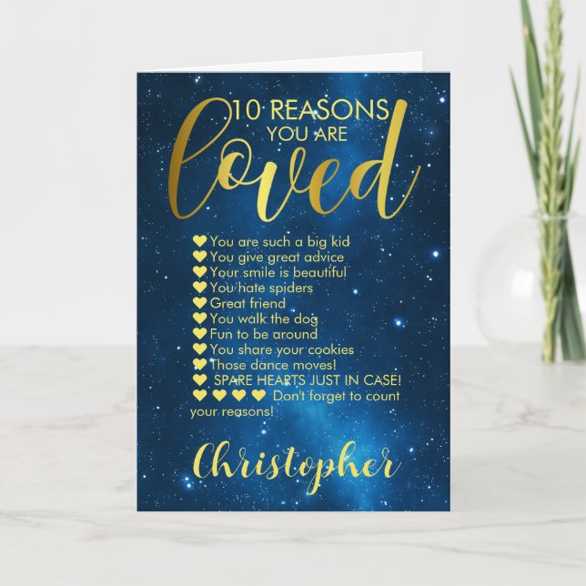 Tarjeta 10° Aniversario 10 Razones por las que te amo (Anverso)