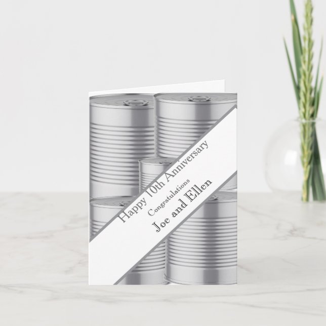 Tarjeta 10° Aniversario Boda, Aniversario de Tin (Anverso)
