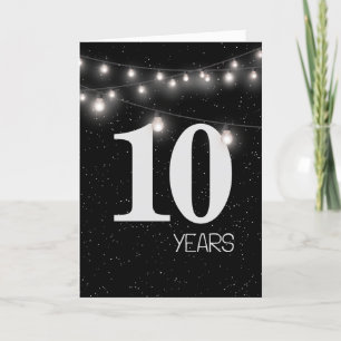 Tarjeta 10° aniversario con luces y estrellas