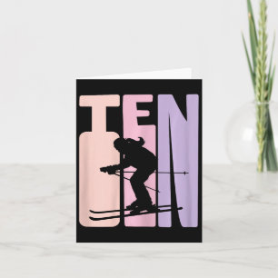 Tarjeta 10 años de Chica Retro Ski Lover
