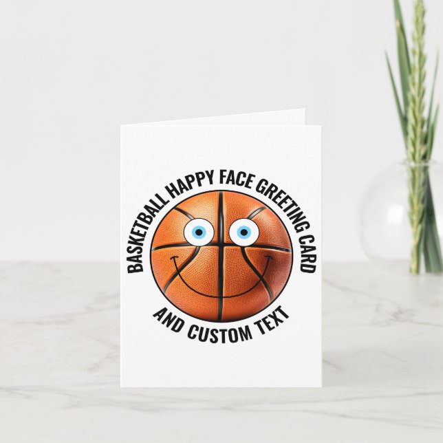 Tarjeta 10 Baloncesto Personalizado OJOS AZULES Cara Feliz (Anverso)