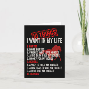 Tarjeta 10 Cosas Que Quiero Para Mi Vida Con Caballos