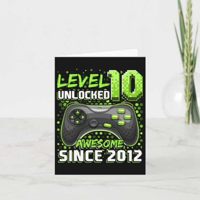 Tarjeta 10 Desbloqueado Increíble Cumpleaños 10 del Juego  (Anverso)