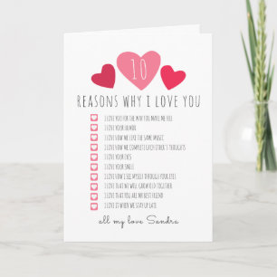 Tarjeta 10 razones por las que amo a los navidades regalo