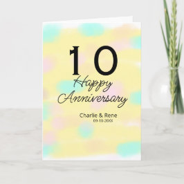 Tarjeta 10 wedding anniversary yellow pastel name retro bo