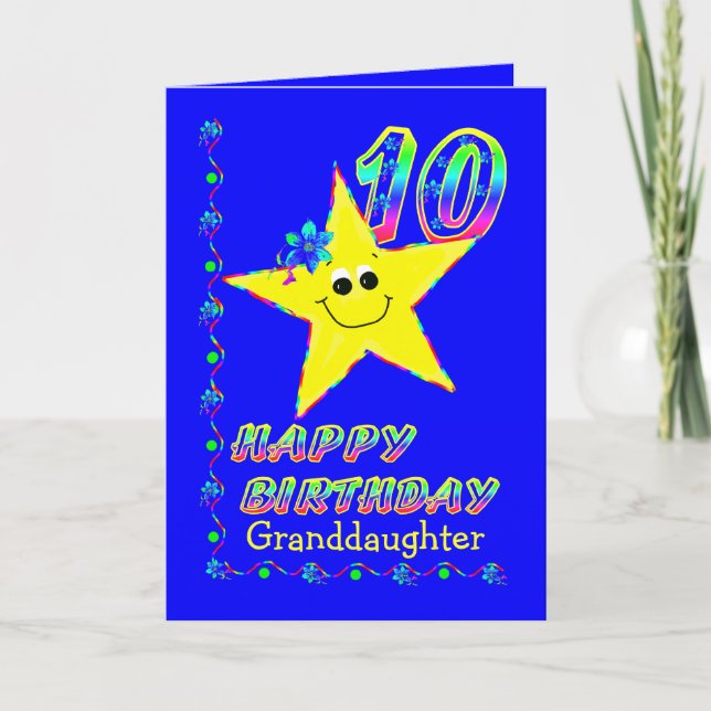 Tarjeta 10mas estrellas de Brithday de la nieta (Anverso)