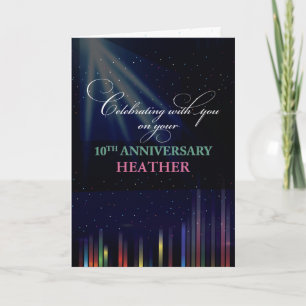 Tarjeta 10mo Cielo del aniversario del empleado, negro del