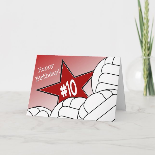 Tarjeta ¡10mo cumpleaños feliz, estrella del voleibol! (Anverso)
