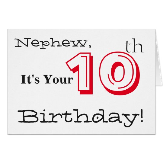 Tarjeta 10mo saludo del cumpleaños del sobrino en rojo y
