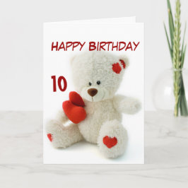Tarjeta 10mo tema del oso de peluche del feliz cumpleaños