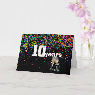 Tarjeta 10th anniversary toast in confetti