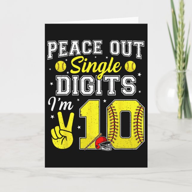 Tarjeta 10th Birthday Boy Softll Peace Out Single Digits 1 (Anverso)