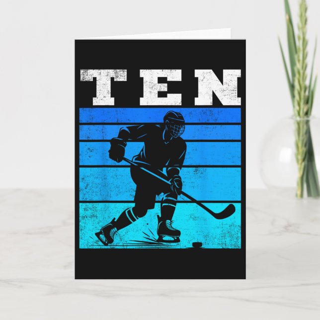 Tarjeta 10th Birthday Ice Hockey Boys Ten Hockey Birthday  (Anverso)
