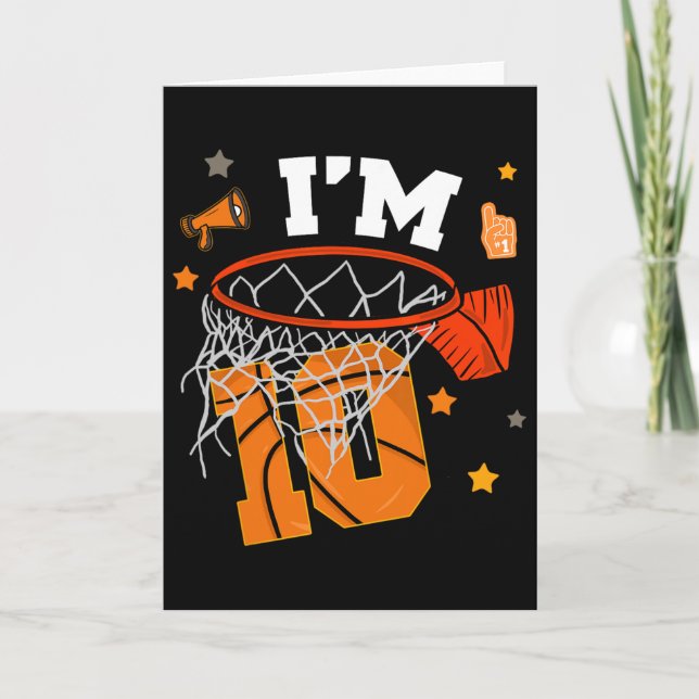 Tarjeta 10th Birthday Sketll Boy 10 Yr Old I'm Ten Years B (Anverso)