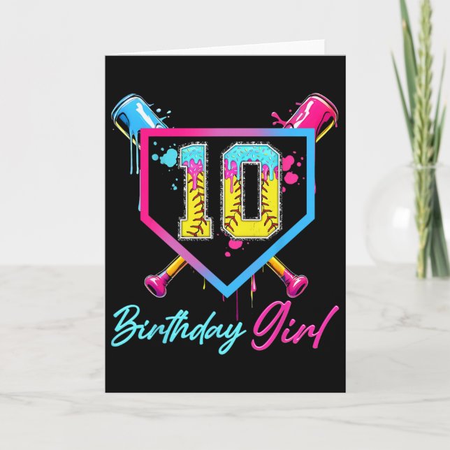 Tarjeta 10th Birthday Softll Ice Cream Drip 10 Year Old Bd (Anverso)