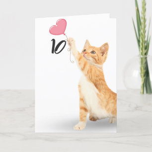 Tarjeta 10th birthday tabby cat