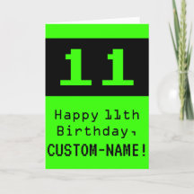 11º cumpleaños: Nerdy / Geeky Style "11" y nombre