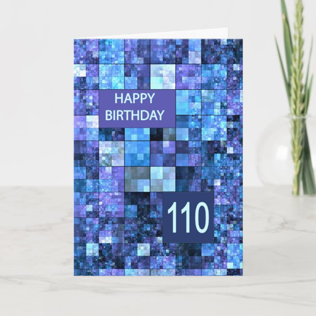 Tarjeta 110° cumpleaños, plazas azules, (Anverso)