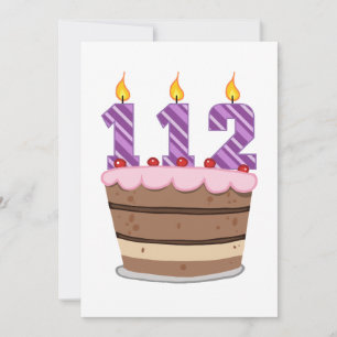 Tarjeta 112 años en el pastel de cumpleaños