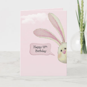 Tarjeta 11.ª Conejita De Cumpleaños En Rosa