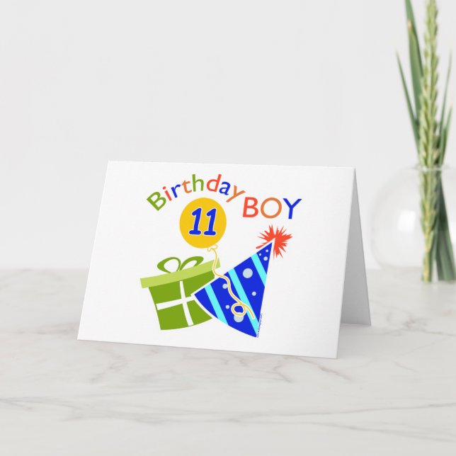 Tarjeta 11.º cumpleaños - niño de cumpleaños (Anverso)