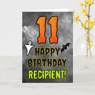 Tarjeta 11.º cumpleaños: Tema de Eerie Halloween + nombre 