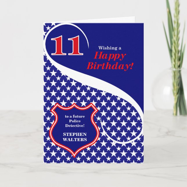 Tarjeta 11.º tema de cumplimiento de la ley por cumpleaños (Anverso)