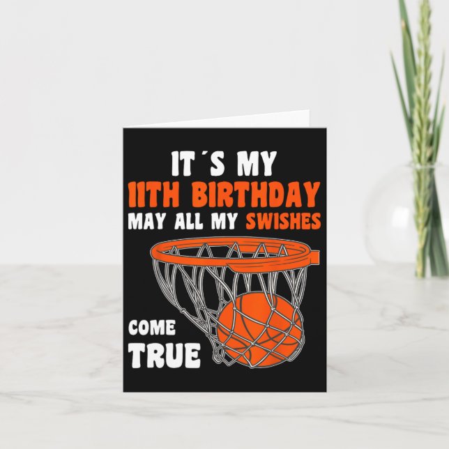 Tarjeta 11 años Feliz 11 cumpleaños Bysketbyll 11th Bi (Anverso)