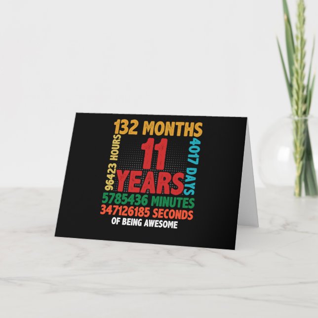 Tarjeta 11 Year Of Being Awesome 11th Birthday Gift (Anverso)