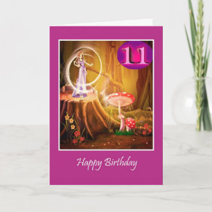Tarjeta 11mo cumpleaños feliz para el chica con la hada