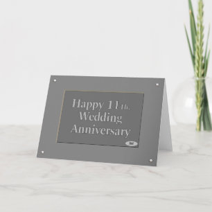 Tarjeta 11mo feliz. Acero del aniversario de boda