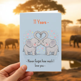 Tarjeta 11th anniversary Elephants never forget